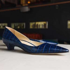 Brand New: Dark Blue Leather Kitten Heels